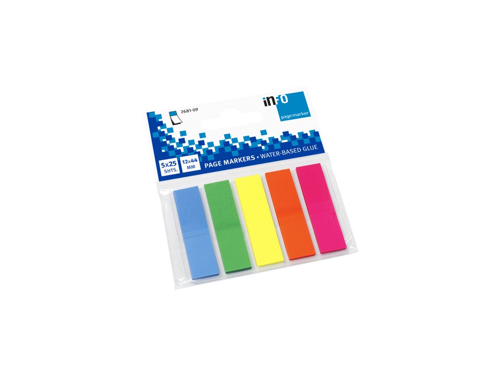 Järjehoidja Info Notes läbipaistev 5 värvi 2x50mm /12/240