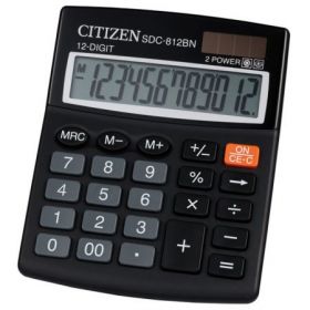 Kalkulaator Citizen SDC-812NR must, 102x124x25mm, lauale /20