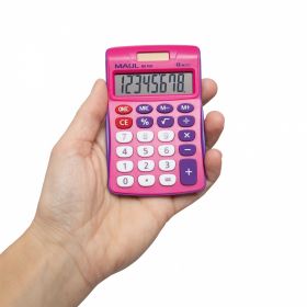 Kalkulaator MJ450 Junior 8 kohta 2-toiteline roosa 113x72x19mm, lauale, MAUL