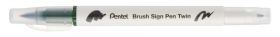 Pintselpliiats Brush Sign Pen Twin oliiviroheline kahepoolse pintselotsaga, Pentel /10