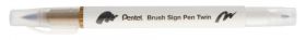 Pintselpliiats Brush Sign Pen Twin khaki kahepoolse pintselotsaga, Pentel /10