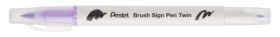 Pintselpliiats Brush Sign Pen Twin helelilla kahepoolse pintselotsaga, Pentel /10