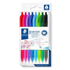 Lülitiga pastapliiatsite komplekt 8 värvi 1,0mm kartongist riputuspakendis, Staedtler /10