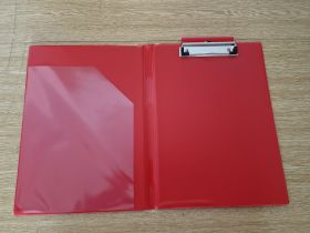 Kirjutusalus kaanega A4 lisataskuga, pliiatsiavaga, punane Karto