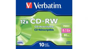 CD-RW 700MB 8-12x 43418 jewel Verbatim /10/100