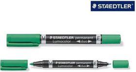 Permanentmarker Lumocolor duo kahe otsaga 0,6/1,5mm roheline, Staedtler /10/50/1000, Staedtler /10/50/1000