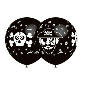 Õhupallid „Piraadid“ valge disain mustal taustal diam 32cm, Balloonia /12