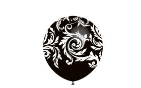 Õhupallid „Damasco“ must valgete ornamentidega, Decoration 8tk/pk diam 32cm, Balloonia/12