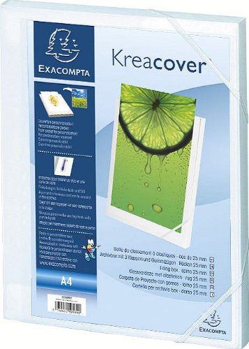Plastkarp kummiga A4 2,5cm kaanetaskuga, valge Exacompta/17