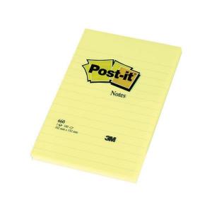 Märkmepaber Post-it 660 jooneline 102x152mm kollane/6