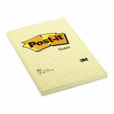 Märkmepaber Post-it 662 ruuduline 102x152mm kollane/6