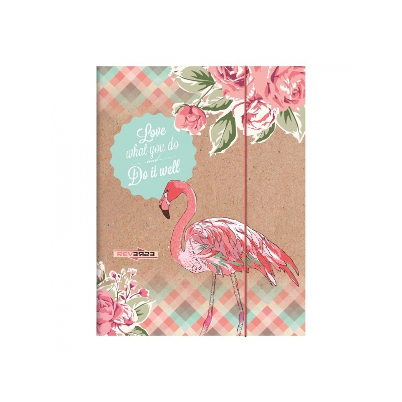 Kartongmapp kummiga A4 ''RVS'' 2016 Flamingo, Brunnen /10