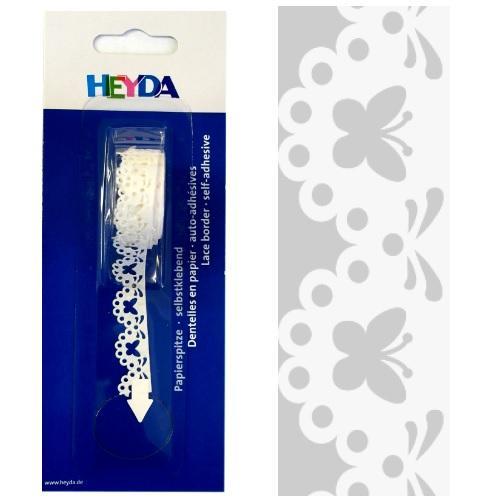 Paberpits 12mm/2m Liblikad, iseliimuv, valge, Heyda /5