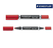 Permanentmarker Lumocolor duo kahe otsaga 0,6/1,5mm punane, Staedtler /10/50/1000,Staedtler /10/50/1000