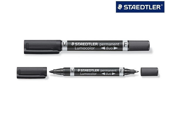 Permanentmarker Lumocolor duo kahe otsaga 0,6/1,5mm must, Staedtler /10/50/1000