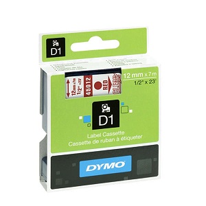 Dymo lint D1 12mmx7m punane/läbip. 45012/5