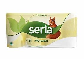 Tualettpaber Serla 3-kihiline kollane 8rl/p/5