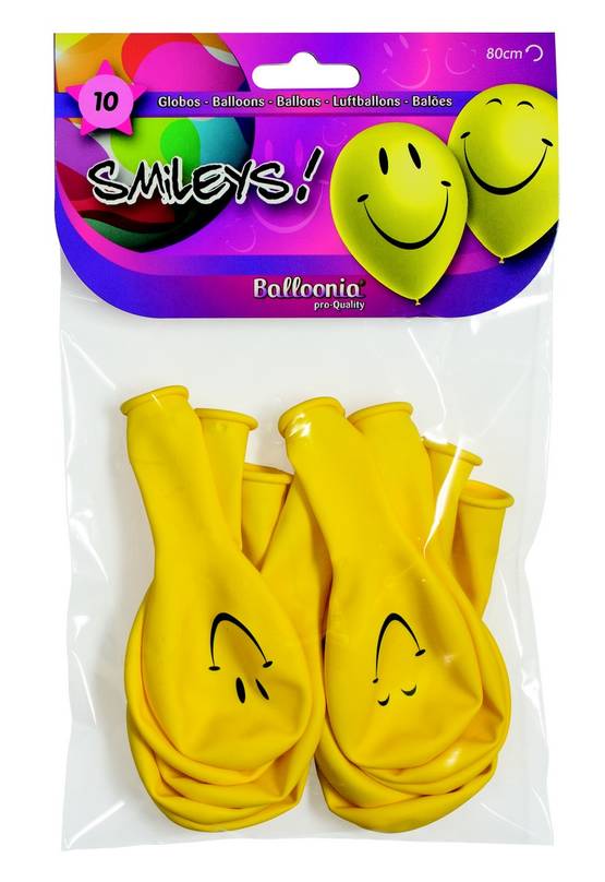 Õhupallid „Smileys“ kollased, Thematic 8tk/pk daim 25cm, Balloonia /12