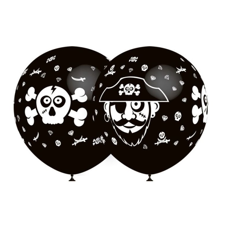 Õhupallid „Piraadid“ valge disain mustal taustal diam 32cm, Balloonia /12