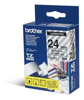 Lint Brother TZE-151 24mm/8m must tekst läbip.põhi