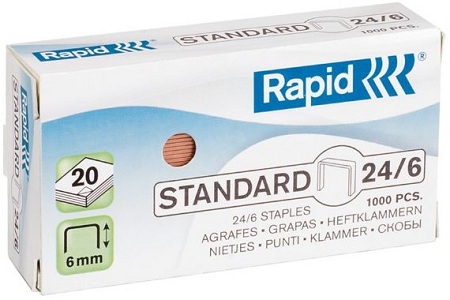 Klambrid 24/6 vask 1000tk/pk, Standard, Rapid /20/200