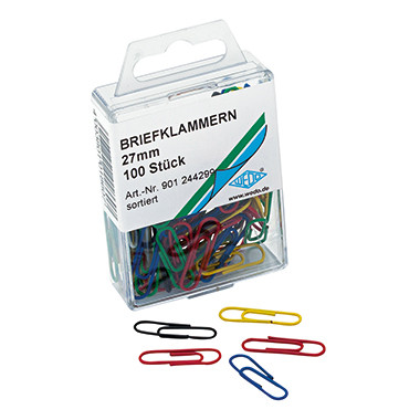 Kirjaklamber 26mm, 5värvisegu 100tk/pk, Wedo